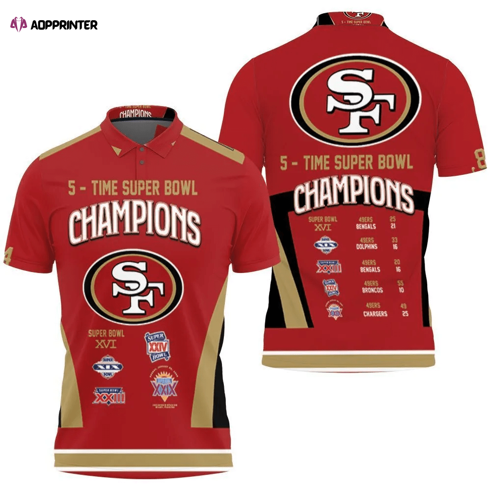 Mens & Womens 5 Times Super Bowl Champions San Francisco 49Ers All Prizes 3D Polo Shirt for Fans Mens & Womens 5 Times Super Bowl Champions San Francisco 49Ers All Prizes 3D Polo Shirt for Fans