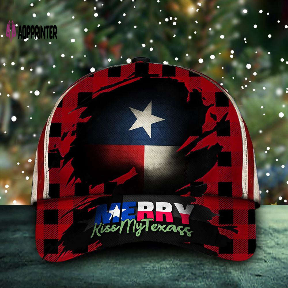 Merry Kiss My Texass Hat Red Plaid Buffalo USA Texas Flag Cap Best Christmas 2021 Gifts Merry Kiss My Texass Hat Red Plaid Buffalo USA Texas Flag Cap Best Christmas 2021 Gifts