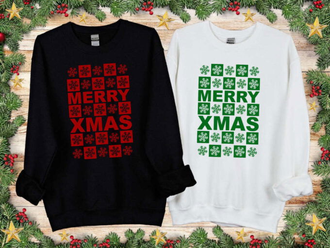 Merry Xmas Sweatshirt Snowflake Christmas Shirt Christmas Sweatshirt Custom Family Christmas Shirt Santa  Sweatshirt Christmas Gift