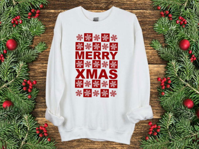 Merry Xmas Sweatshirt Snowflake Christmas Shirt Christmas Sweatshirt Custom Family Christmas Shirt Santa  Sweatshirt Christmas Gift