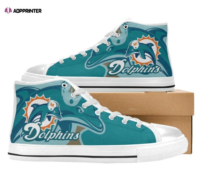 Miami Dolphins NFL Football Custom Canvas High Top Shoes Miami Dolphins NFL Football Custom Canvas High Top Shoes