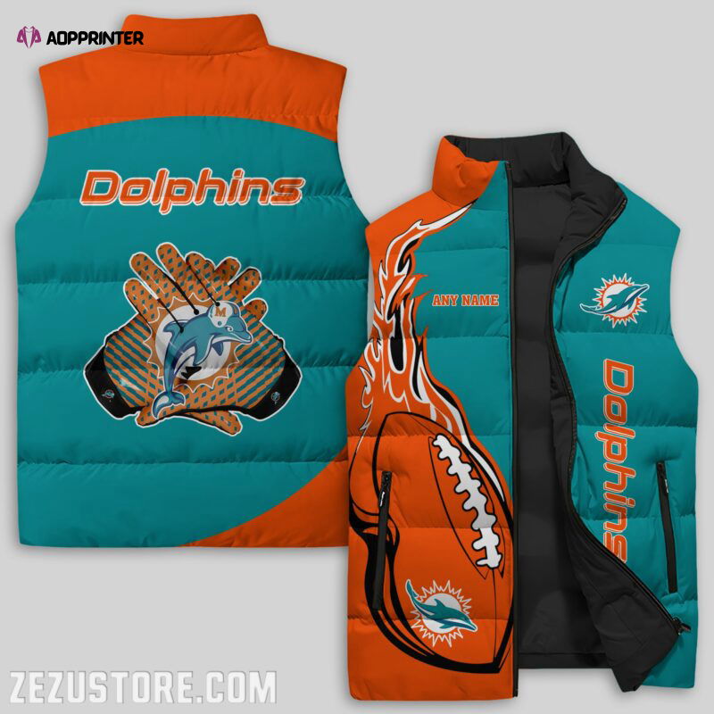 Miami Dolphins NFL Sleeveless Puffer Jacket Custom For Fans Gifts Miami Dolphins NFL Sleeveless Puffer Jacket Custom For Fans Gifts