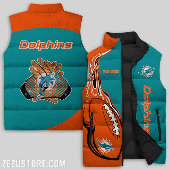 Miami Dolphins NFL Sleeveless Puffer Jacket Custom For Fans Gifts