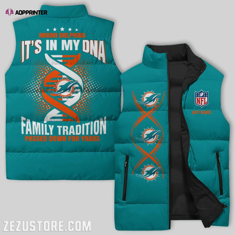 Miami Dolphins NFL Sleeveless Puffer Jacket Custom For Fans Gifts Miami Dolphins NFL Sleeveless Puffer Jacket Custom For Fans Gifts