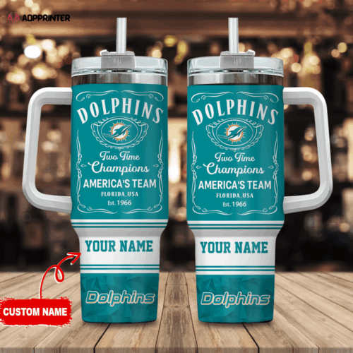 Cart 5 Miami Dolphins Personalized NFL Jack Daniel’s 40oz Stanley Tumbler