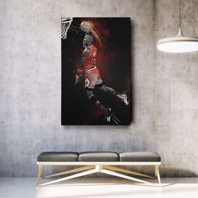 Michael Jordan Art Dunk Chicago Bulls NBA Wall Art Home Decor Hand Made Poster Canvas Print
