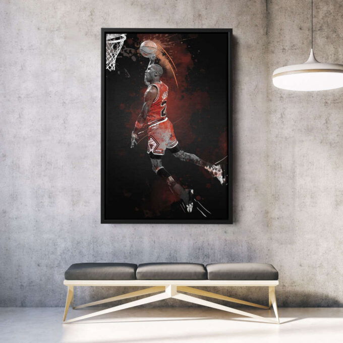 Michael Jordan Art Dunk Chicago Bulls NBA Wall Art Home Decor Hand Made Poster Canvas Print