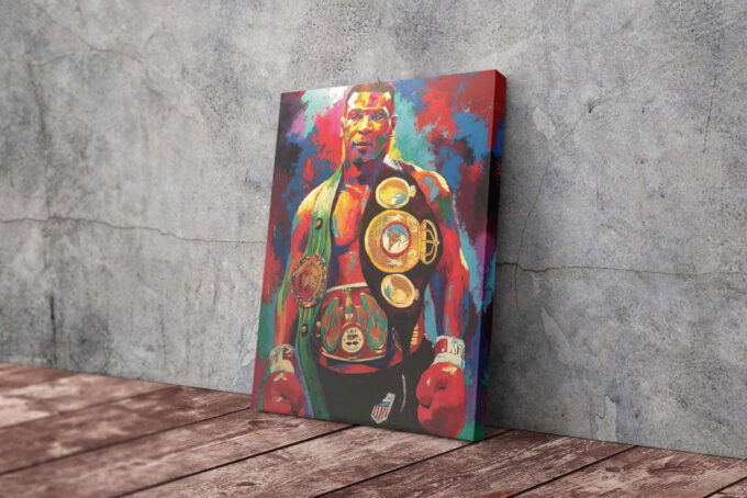 Mike Tyson Art Poster Championship Belts Boxing Canvas Unique Design Wall Art Print Hand Made Ready to Hang Custom Design