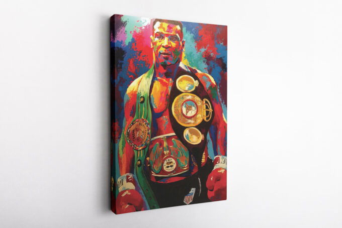 Mike Tyson Art Poster Championship Belts Boxing Canvas Unique Design Wall Art Print Hand Made Ready to Hang Custom Design