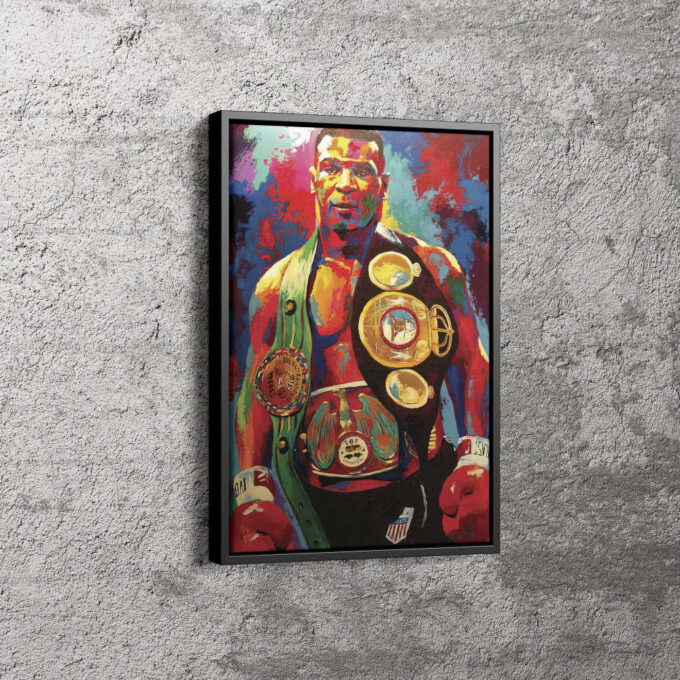 Mike Tyson Art Poster Championship Belts Boxing Canvas Unique Design Wall Art Print Hand Made Ready to Hang Custom Design