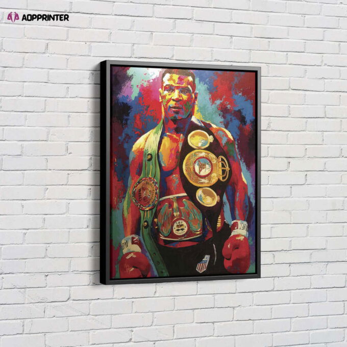 Mike Tyson Art Poster Championship Belts Boxing Canvas Unique Design Wall Art Print Hand Made Ready to Hang Custom Design