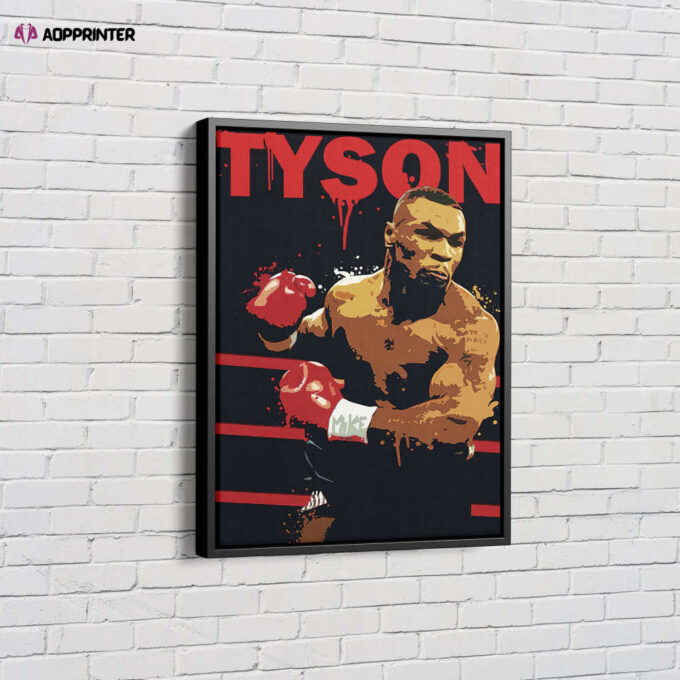 Mike Tyson Poster Boxing Splash Canvas Unique Design Wall Art Print Hand Made Ready to Hang Custom Design