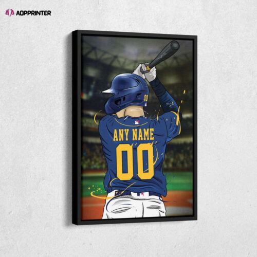 Milwaukee Brewers Jersey MLB Personalized Jersey Custom Name and Number Canvas Wall Art Print Home Decor Framed Poster Man Cave Gift