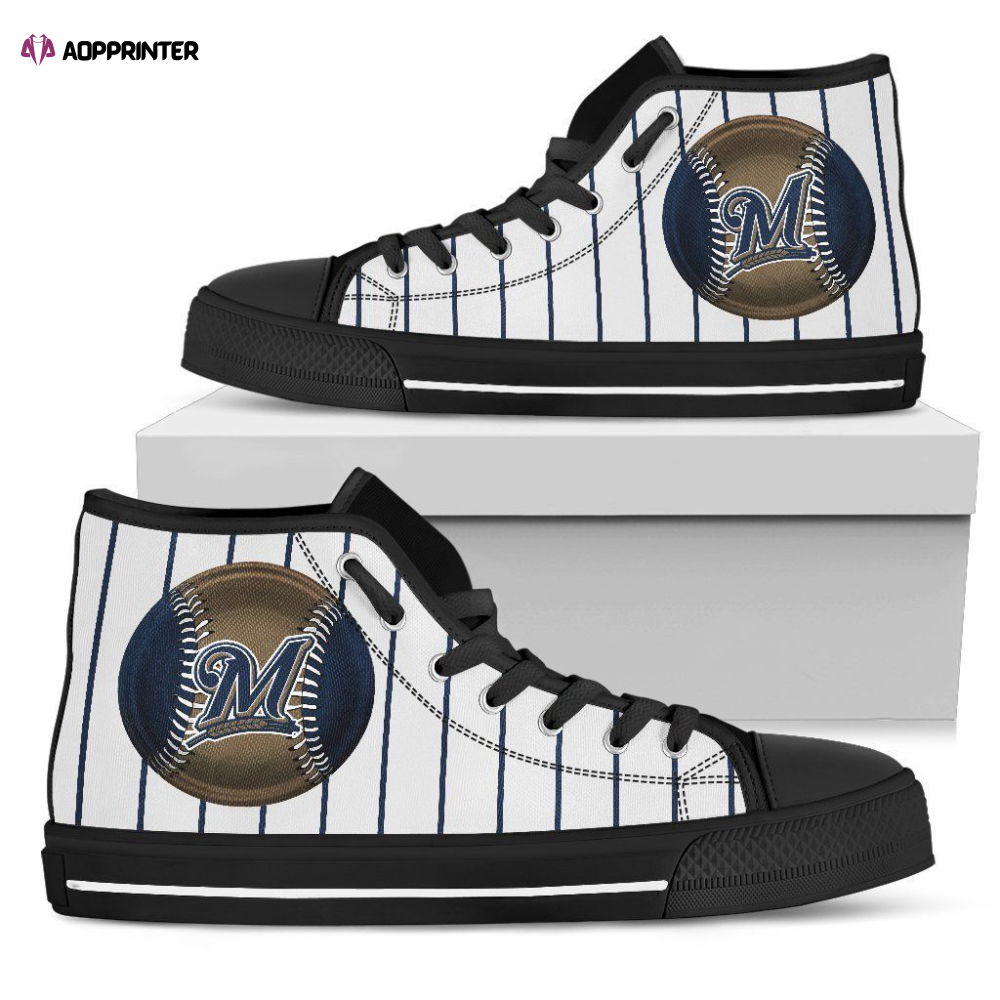 Milwaukee Brewers MLB Baseball Custom Canvas High Top Shoes Milwaukee Brewers MLB Baseball Custom Canvas High Top Shoes