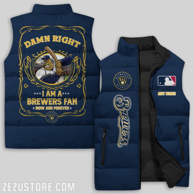 Milwaukee Brewers MLB Sleeveless Puffer Jacket Custom For Fans Gifts