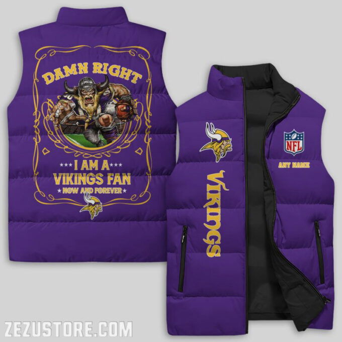 Minnesota Vikings NFL Sleeveless Puffer Jacket Custom For Fans Gifts