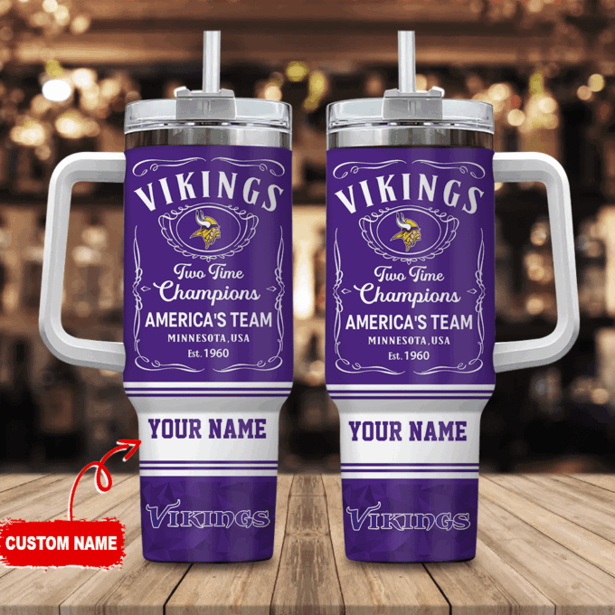 Minnesota Vikings Personalized NFL Jack Daniel’s 40oz Stanley Tumbler