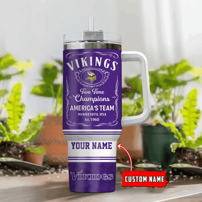 Minnesota Vikings Personalized NFL Jack Daniel’s 40oz Stanley Tumbler