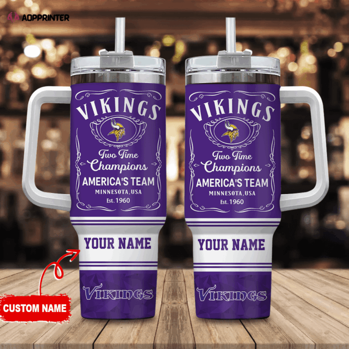 Minnesota Vikings Personalized NFL Jack Daniel’s 40oz Stanley Tumbler