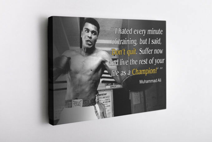 Muhammad Ali The Greatest Poster Quote Boxing Canvas Unique Design Wall Art Print Hand Made Ready to Hang Custom Design