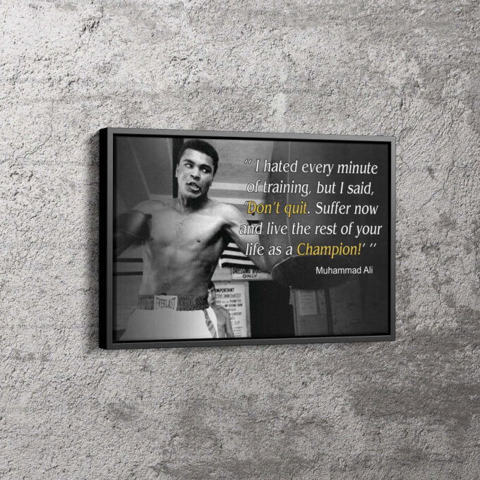 Muhammad Ali The Greatest Poster Quote Boxing Canvas Unique Design Wall Art Print Hand Made Ready to Hang Custom Design