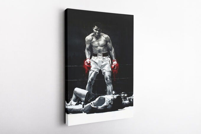 Muhammad Ali vs Sonny Liston Art Poster Boxing Canvas Unique Design Wall Art Print Hand Made Ready to Hang Custom Design