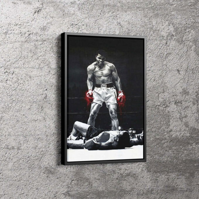 Muhammad Ali vs Sonny Liston Art Poster Boxing Canvas Unique Design Wall Art Print Hand Made Ready to Hang Custom Design