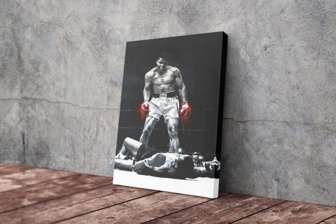 Muhammad Ali vs Sonny Liston Art Poster Boxing Canvas Unique Design Wall Art Print Hand Made Ready to Hang Custom Design
