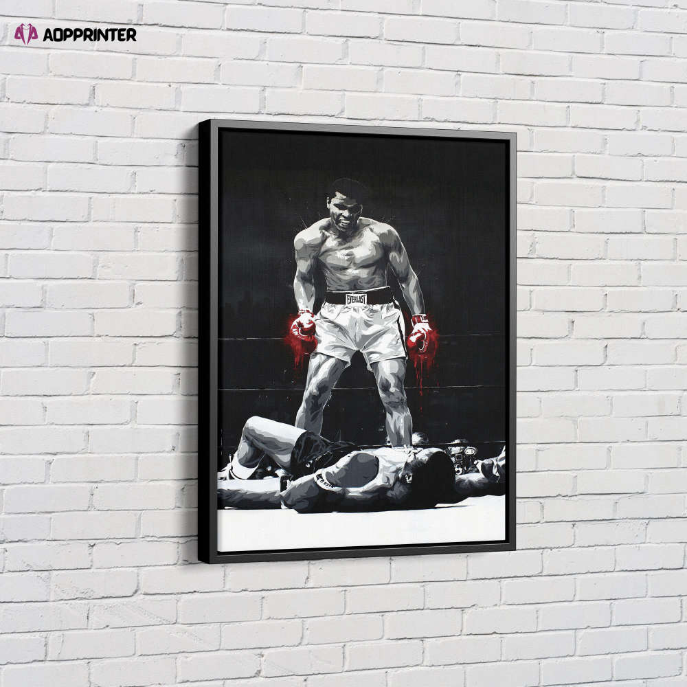 Muhammad Ali vs Sonny Liston Art Poster Boxing Canvas Unique Design Wall Art Print Hand Made Ready to Hang Custom Design Muhammad Ali vs Sonny Liston Art Poster Boxing Canvas Unique Design Wall Art Print Hand Made Ready to Hang Custom Design