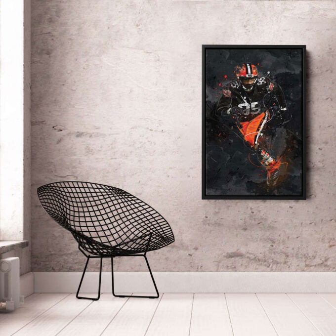 Myles Garrett Art Cleveland Browns NFL Canvas Wall Art Home Decor Framed Poster Man Cave Gift