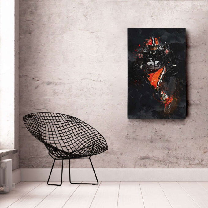 Myles Garrett Art Cleveland Browns NFL Canvas Wall Art Home Decor Framed Poster Man Cave Gift