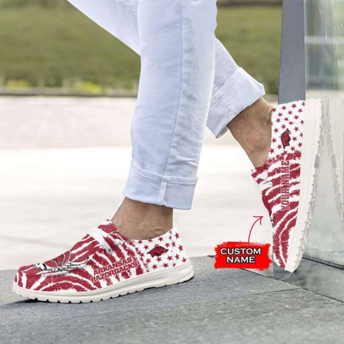 NCAA Arkansas Razorbacks Hey Dude Shoes Wally Lace Up Loafers Moccasin Slippers