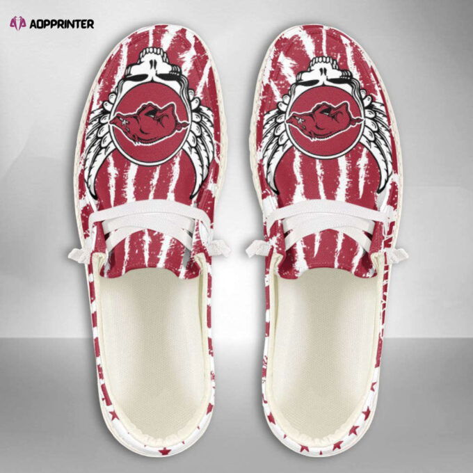 NCAA Arkansas Razorbacks Hey Dude Shoes Wally Lace Up Loafers Moccasin Slippers
