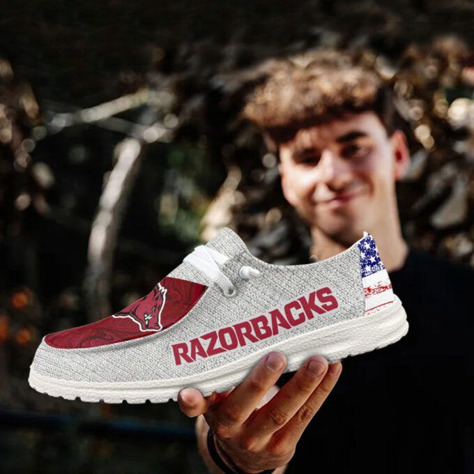 NCAA Arkansas Razorbacks Hey Dude Shoes Wally Lace Up Loafers Moccasin Slippers Gifts