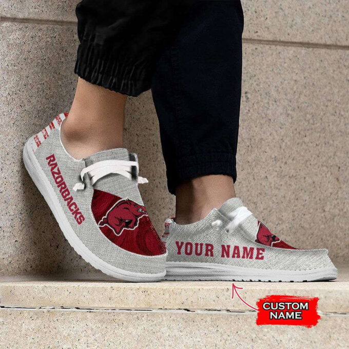 NCAA Arkansas Razorbacks Hey Dude Shoes Wally Lace Up Loafers Moccasin Slippers Gifts