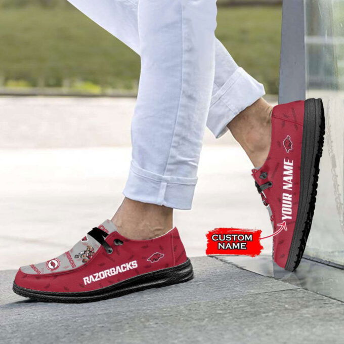 NCAA Arkansas Razorbacks Hey Dude Shoes Wally Lace Up Loafers Moccasin Slippers Fan Gifts