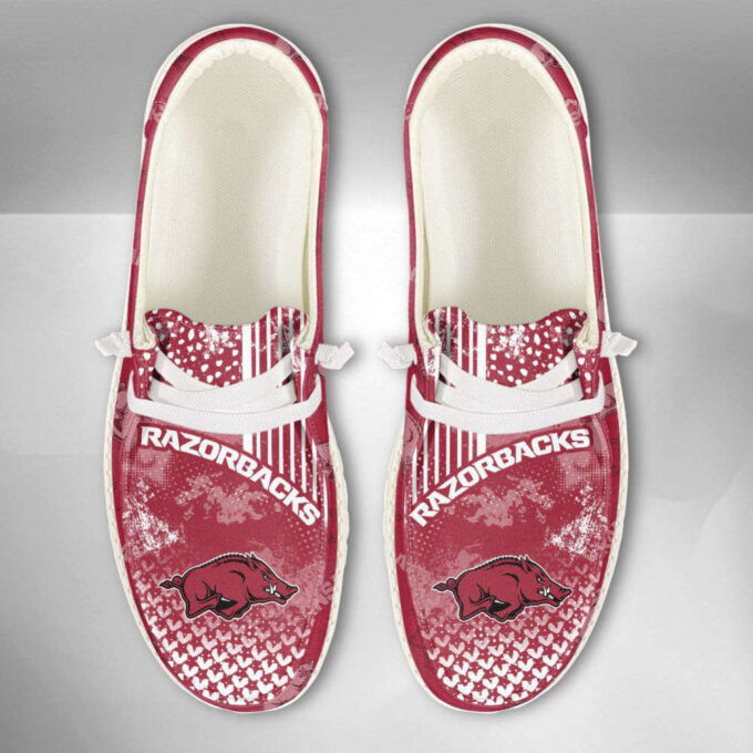 NCAA Arkansas Razorbacks Hey Dude Shoes Wally Lace Up Loafers Moccasin Slippers HDS0064