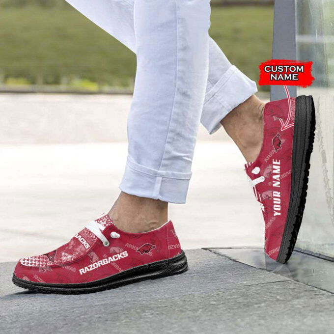 NCAA Arkansas Razorbacks Hey Dude Shoes Wally Lace Up Loafers Moccasin Slippers HDS0064