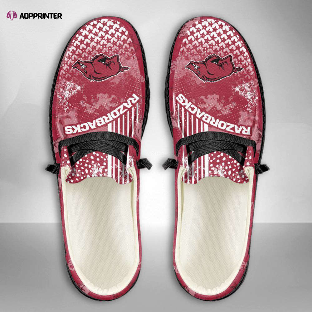 NCAA Arkansas Razorbacks Hey Dude Shoes Wally Lace Up Loafers Moccasin Slippers HDS0064 NCAA Arkansas Razorbacks Hey Dude Shoes Wally Lace Up Loafers Moccasin Slippers HDS0064