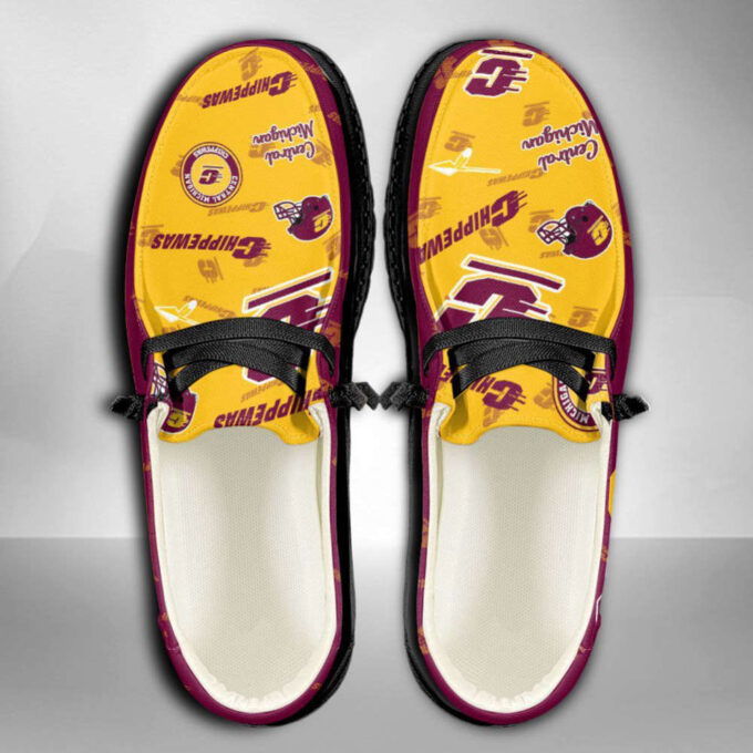 NCAA Central Michigan Chippewas Hey Dude Shoes Wally Lace Up Loafers Moccasin Slippers