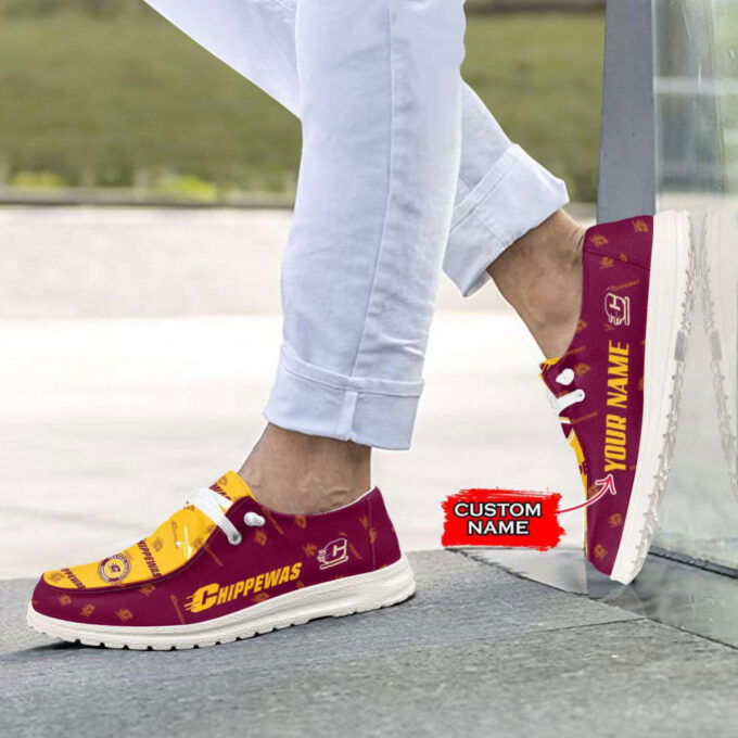 NCAA Central Michigan Chippewas Hey Dude Shoes Wally Lace Up Loafers Moccasin Slippers