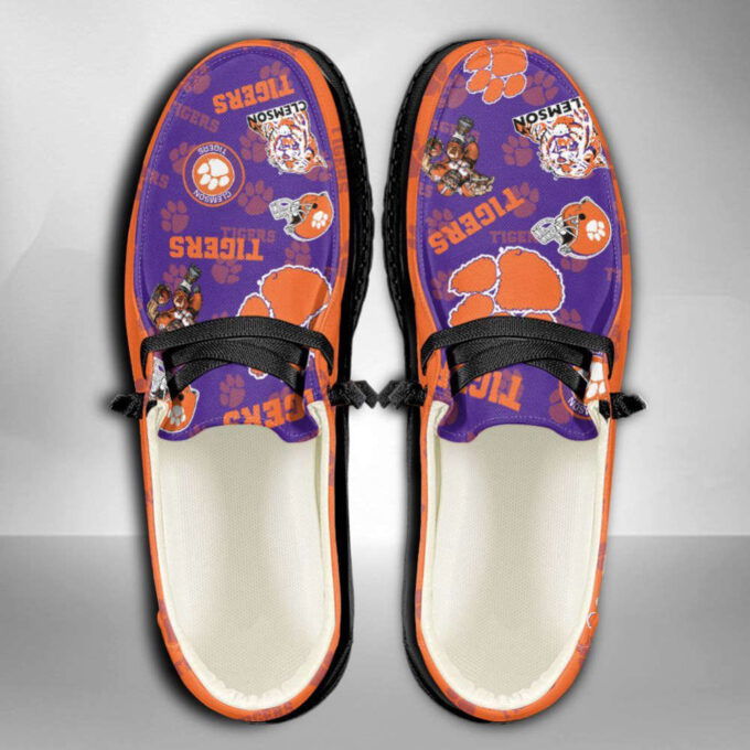 NCAA Clemson Tigers Hey Dude Shoes Wally Lace Up Loafers Moccasin Slippers Fan Gifts