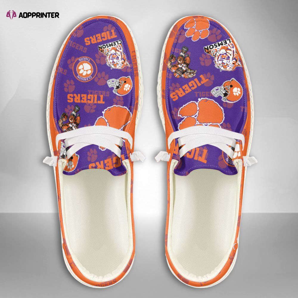 NCAA Clemson Tigers Hey Dude Shoes Wally Lace Up Loafers Moccasin Slippers Fan Gifts NCAA Clemson Tigers Hey Dude Shoes Wally Lace Up Loafers Moccasin Slippers Fan Gifts