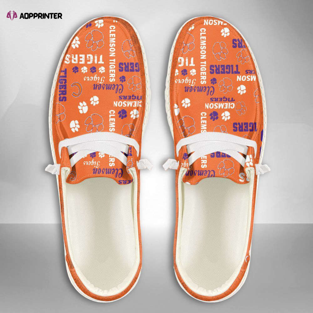 NCAA Clemson Tigers Hey Dude Shoes Wally Lace Up Loafers Moccasin Slippers HDS0219 NCAA Clemson Tigers Hey Dude Shoes Wally Lace Up Loafers Moccasin Slippers HDS0219