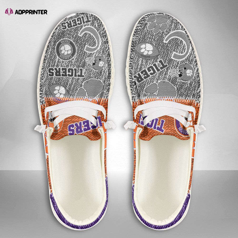 NCAA Clemson Tigers Hey Dude Shoes Wally Lace Up Loafers Moccasin Slippers HDS0220 NCAA Clemson Tigers Hey Dude Shoes Wally Lace Up Loafers Moccasin Slippers HDS0220