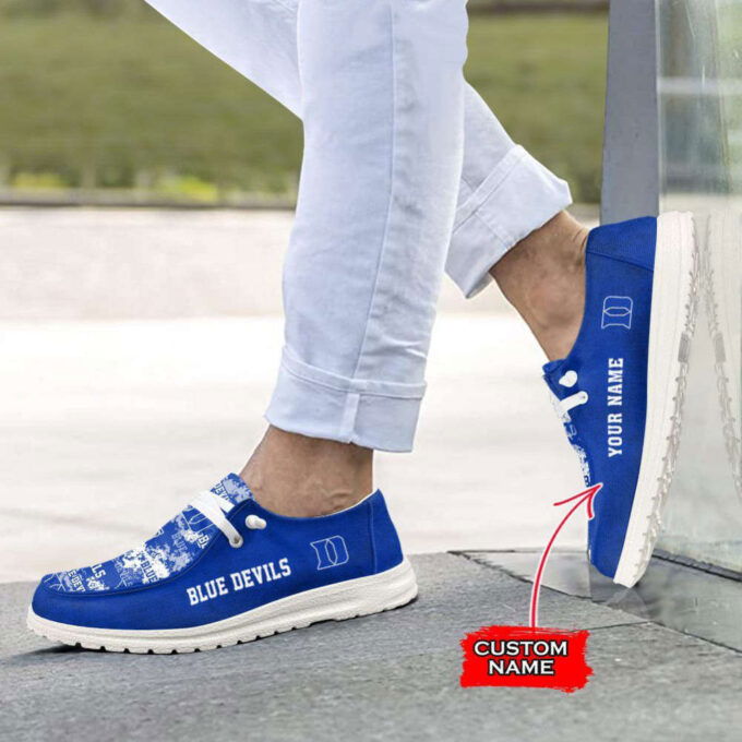 NCAA Duke Blue Devils Hey Dude Shoes Wally Lace Up Loafers Moccasin Slippers Fan Gifts