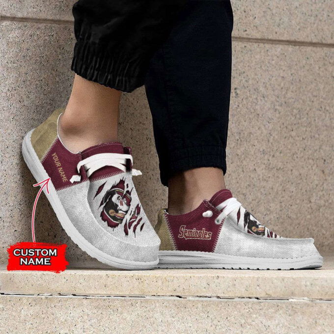 NCAA Florida State Seminoles Hey Dude Shoes Wally Lace Up Loafers Moccasin Slippers Fan Gifts