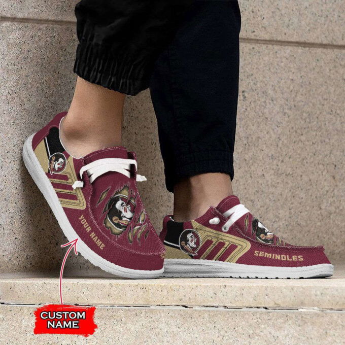 NCAA Florida State Seminoles Hey Dude Shoes Wally Lace Up Loafers Moccasin Slippers HDS0335