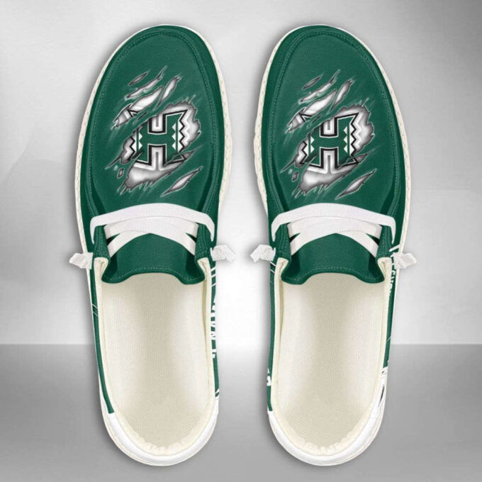 NCAA Hawaii Rainbow Warriors Hey Dude Shoes Wally Lace Up Loafers Moccasin Slippers