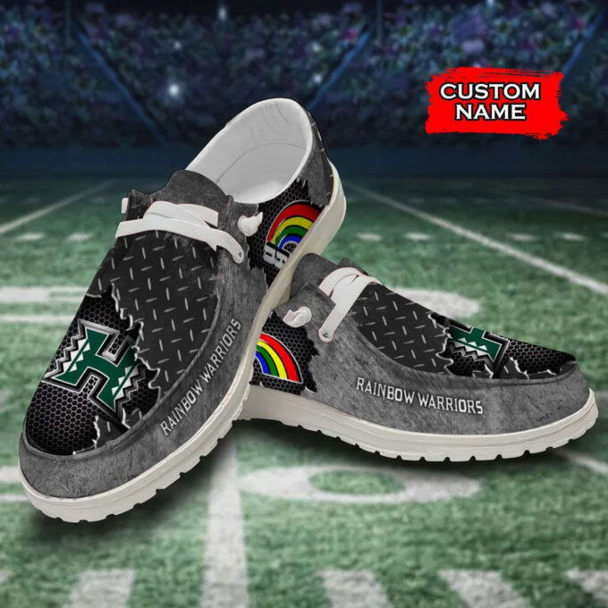 NCAA Hawaii Rainbow Warriors Hey Dude Shoes Wally Lace Up Loafers Moccasin Slippers